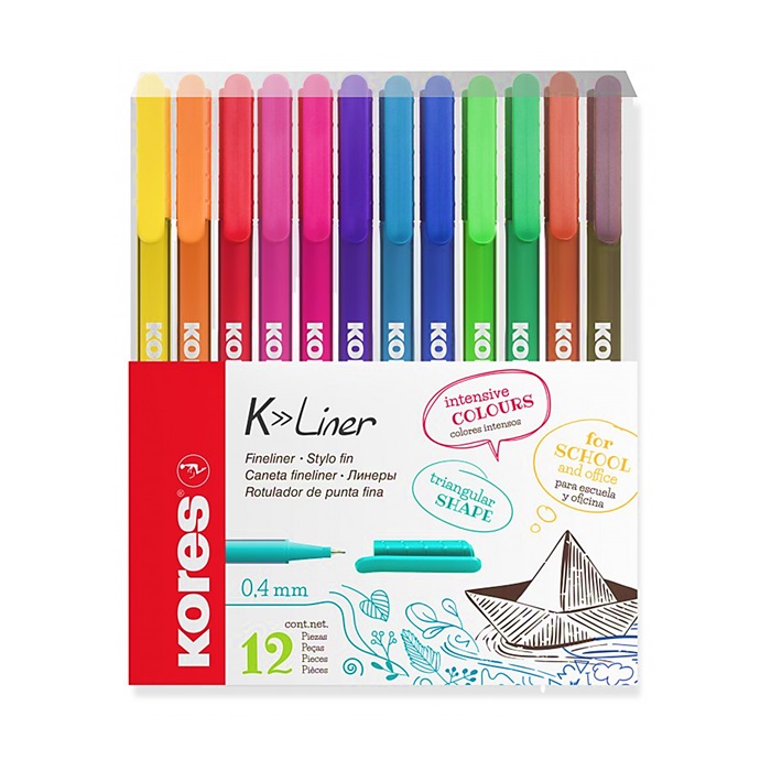 Marcador Micro Punta K·Liner 12 Colores Kores