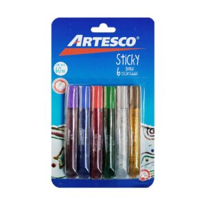 Pega Escarchada Blister 6 Colores Metálicos Artesco