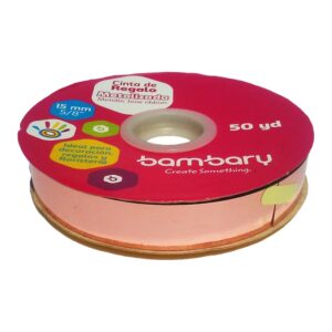 Cinta de Regalo Metalizada Rosada 15 mm x 45 mts Bambary