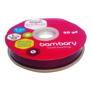 Cinta de Regalo Metalizada Vino Tinto 15 mm x 45 mts Bambary