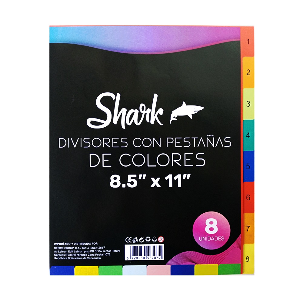 Separador de Materias 8 Divisiones Plástico Shark