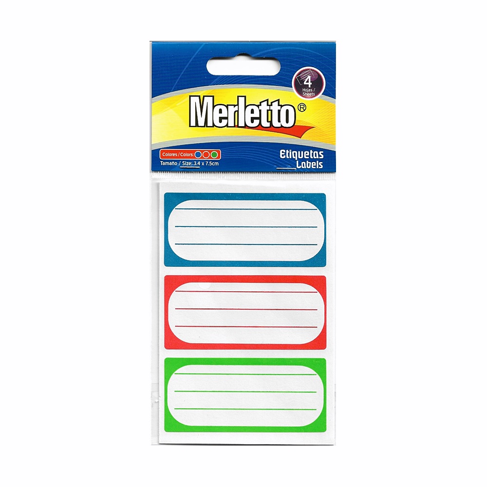 Etiquetas Escolares Merletto Paq x 12 uds