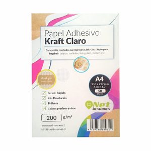 Papel Autoadhesivo Kraft Claro 200 gr A4 50 Hojas