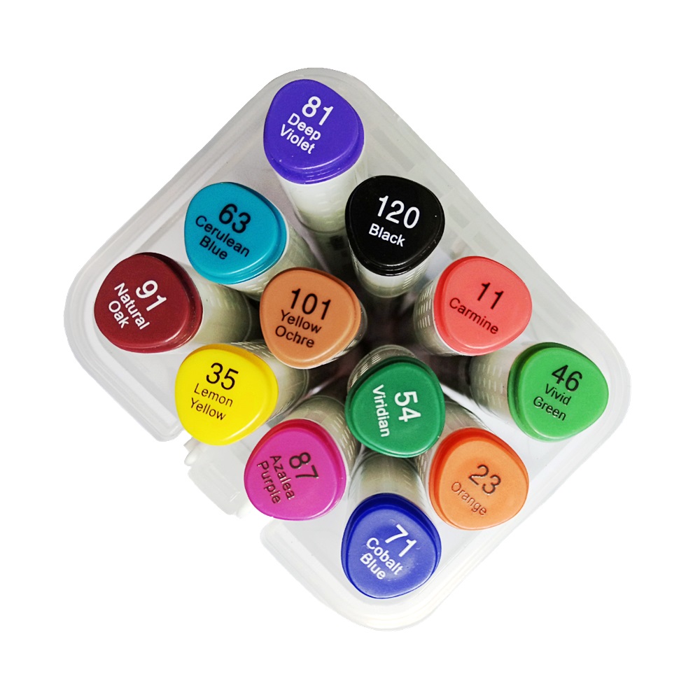 Marcador Doble Punta (Biselada - Fina) 12 Colores Vivos Pointer - Imagen 2