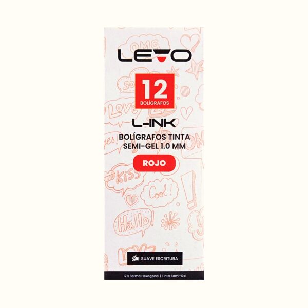 Bolígrafo Semi Gel Rojo Levo Caja x 12 Uds