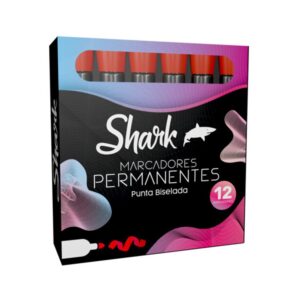 Marcador Grueso Permanente Rojo Caja x 12 Uds Shark