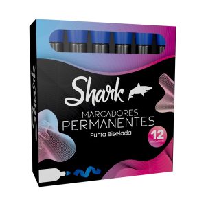 Marcador Grueso Permanente Azul Caja x 12 Uds Shark