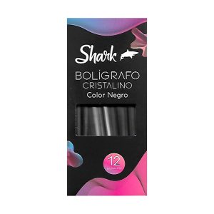 Boligrafo Cristalino Negro Shark Caja x 12 Uds