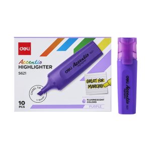 Resaltador Punta Biselada 1-5mm Morado Deli x 10 Uds