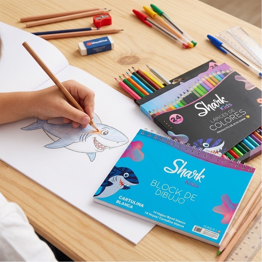 Creyones de Madera 12 Colores Shark - Imagen 3
