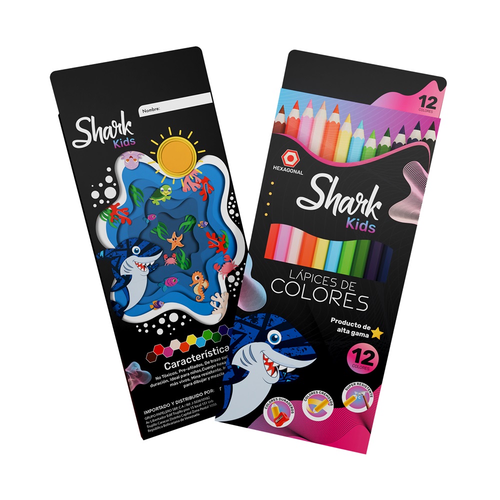 Creyones de Madera 12 Colores Shark - Imagen 2