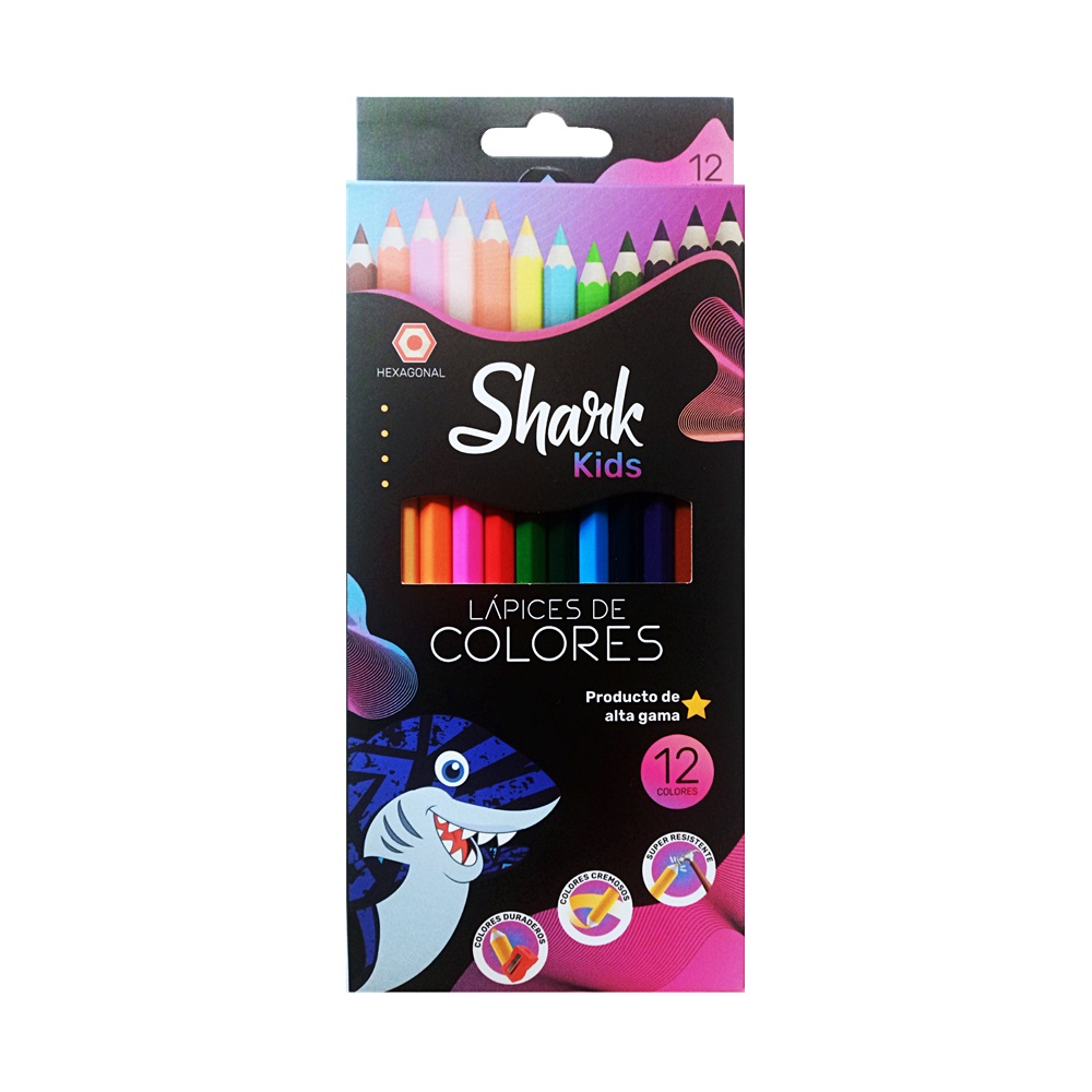 Creyones de Madera 12 Colores Shark