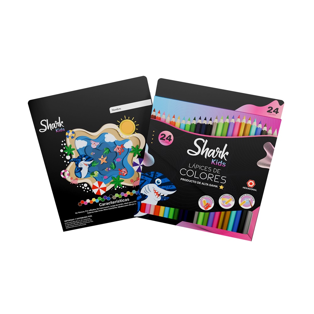 Creyones de Madera 24 Colores Shark - Imagen 2