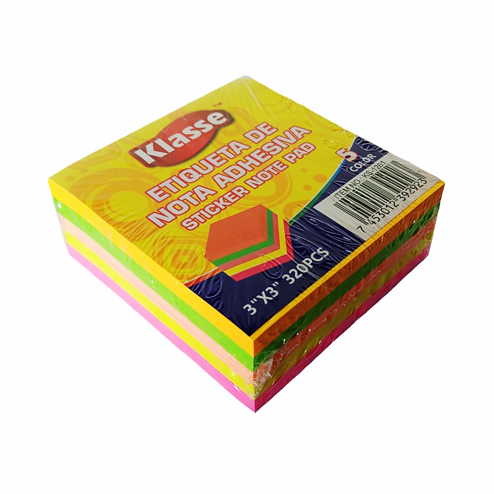 Taco Autoadhesivo 76 x 76 mm 5 Colores Neón 320 Hojas Klasse