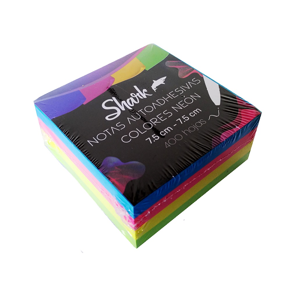 Taco Autoadhesivo 76 x 76 mm 4 Colores Neón 400 Hojas Shark